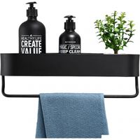 Support De Rangement De Salle De Bain En Alliage D'Aluminium, Porte Serviettes Mural Noir Antirouille, Support De Rangement De Cuisine Multifonctionnel