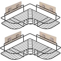 Lot De 2 Adhésif Étagère D'Angle Rack De Douche Salle De Bains Triangulaire Rangement Sans Percer