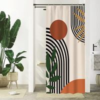 90x180cm Rideau Douche Étroit, Rideau De Douche Terracotta Anti Moisissure Orange Abstrait Petit Rideaux De Baignoire Tissu Lavable Imperméable