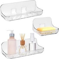 3er-set Duschablagen Aus Kunststoff Zum Selbstkleben, Transparent, Ohne Bohren, Badezimmerregal, Aufbewahrungslösung Fürs Badezimmer, 2 Größen, Für Schlafzimmer, Wohnzimmer, Küche