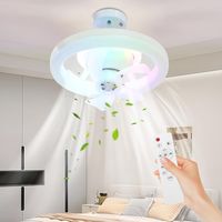 Ventilateur Plafond Silencieux Avec Lumière Rgb Télécommande, 3 Couleurs, Idéal Pour Salon, Chambre, Ou Bureau