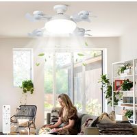 Ventilateur De Plafond Led 4 Lames - Télécommande, 3 Vitesses, Dimmable, Lumière Et Ventilation 2 En 1
