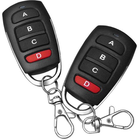 2pcs Telecommande Portail Universelle, Telecommande Portail Garage À 4 Boutons 433 Mhz, Télécommande De Porte Universelle De Garage Duplicateur Sans Fil Clonage Pour Voitures Porte Et Barrière