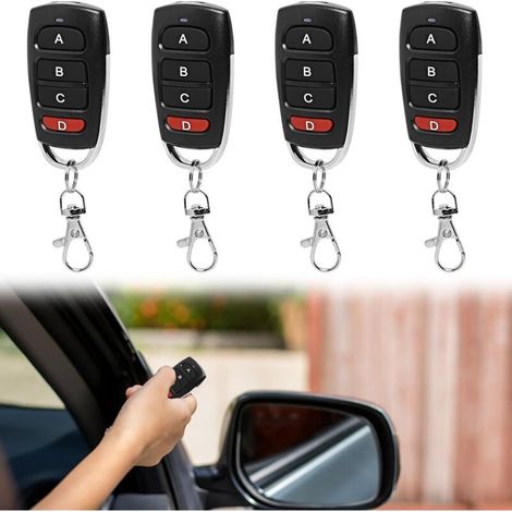 4pcs Telecommande Portail Universelle, Telecommande Portail Garage À 4 Boutons 433 Mhz, Télécommande De Porte Universelle De Garage Duplicateur Sans Fil Clonage Pour Voitures Porte Et Barrière