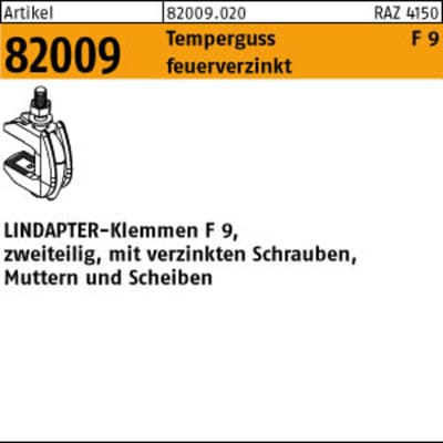 Lindapter Klemmen ART 82009 GTF 9 M16 feuerverzinkt, komplett S