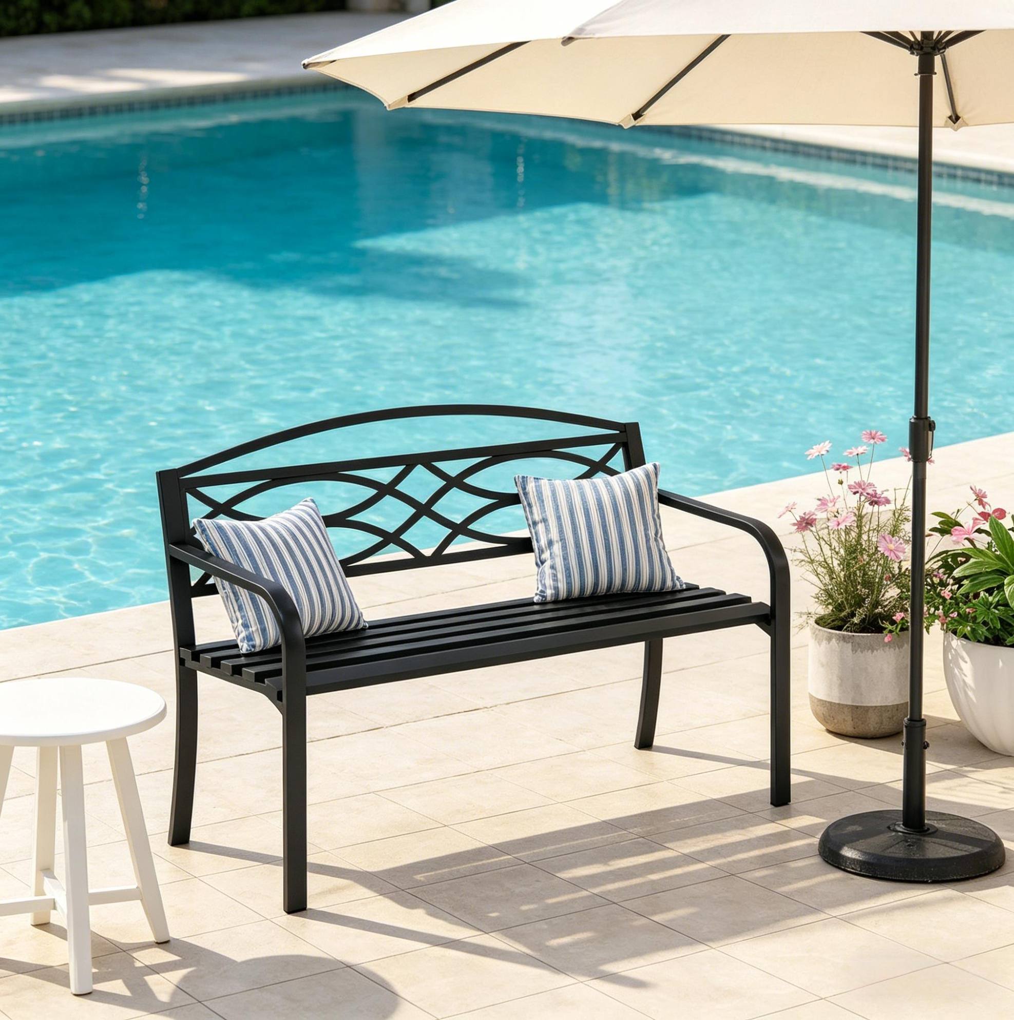 Sitzmöbel Gartenbank Wetterfest Metall 127 Cm Havrya