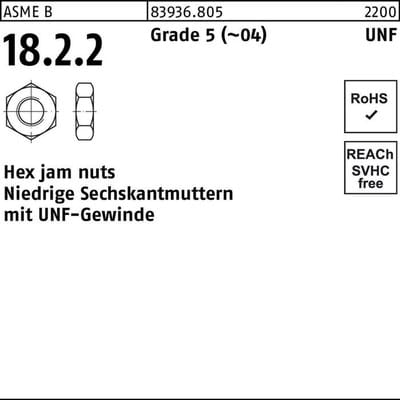 Sechskantmuttern ART 83936 Klasse 5 3/4 mit UNF-Gewinde S