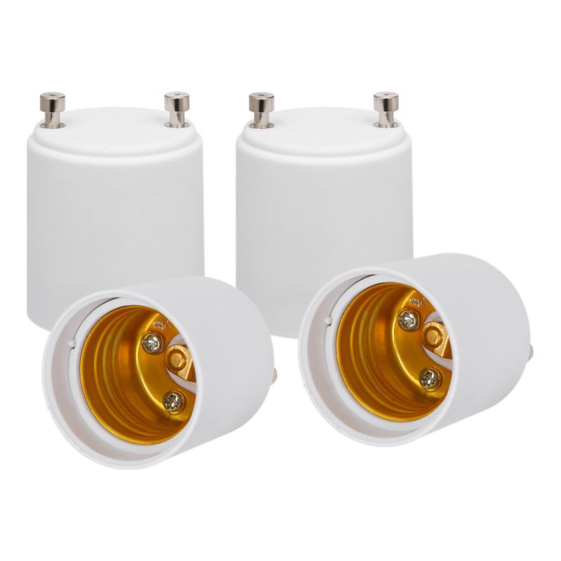 Lot Von 4 Adaptern Gu24 Auf E26/e27 Für Led-ampullen Mit Pbt-glühung. Culot Gu24 Mit Fassung Für Standard E26/e27.