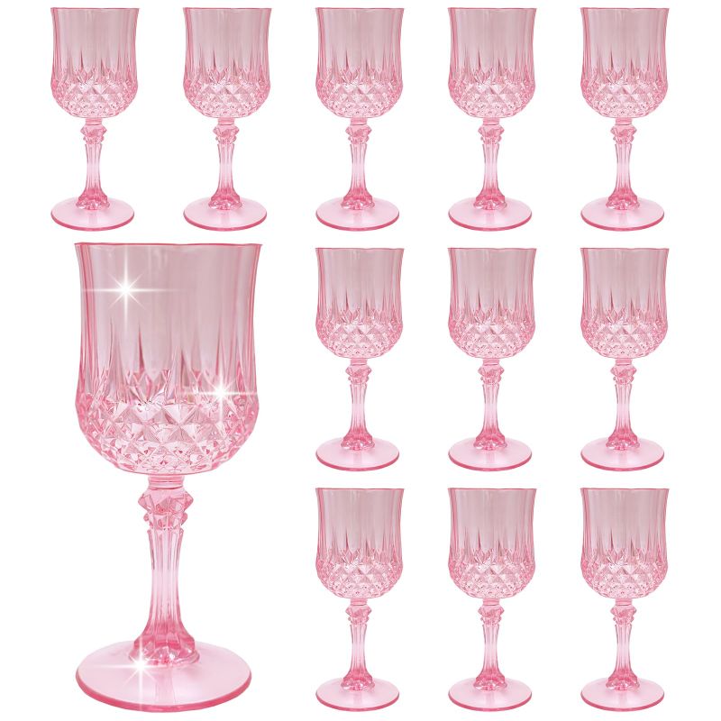 Leyequ - Rosa Weinbecher Aus Kunststoff, Partybecher Aus Kunststoff, Gläser Für Hochzeitsfeiern, Zubehör Für Großveranstaltungen (12, Rosa)