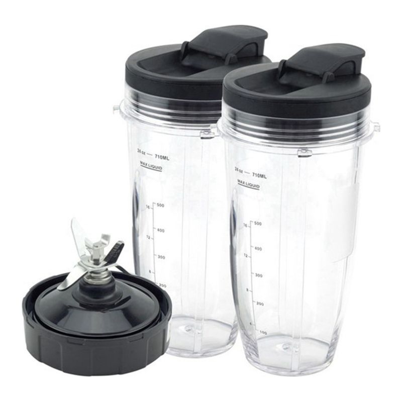 Ersatzteile Für Ninja-mixer: 710-ml-behälter Mit 7-klingen-design Und Luftdichtem Deckel, Kompatibel Mit Den Nutri Ninja Modellen Bl480, Bl482, Bl642, Nn102 Und Bl682 (2 Behälter, 2 Deckel, 1