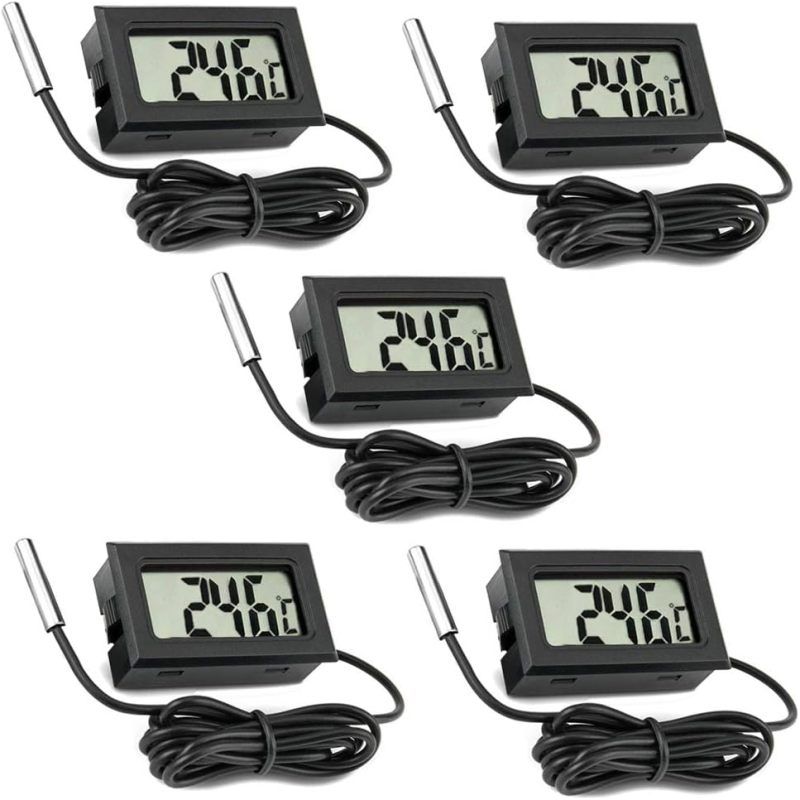 Set Mit 5 Digitalen Lcd-thermometern Mit Externer Sonde Für Fahrzeuge, Aquarien, Kühlschränke, Gefrierschränke, Inkubatoren Und Andere Haustiere. Messung In Grad Celsius.