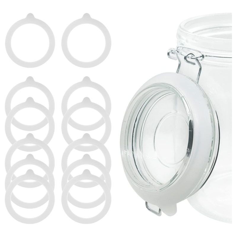 12er-packung Gummi-o-ringe Für Glasbehälter, Luftdichte Silikon-ersatzdichtungen, Silikon-dichtungsringe Für Einmachgläser, Elastisch Und Mit Den Meisten Glasbehältern Kompatibel.