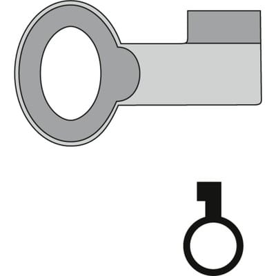 Schlüsselrohling, oval, Messing neusilber