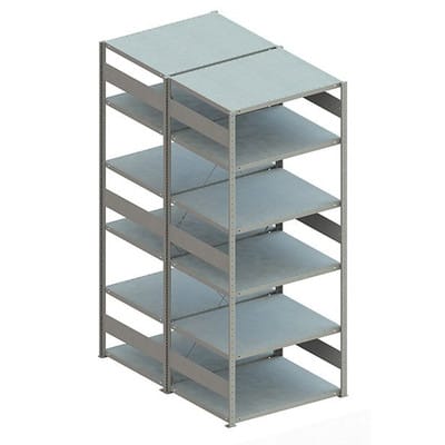 Doppel-Grundregal CLIP 230 2500 x 1000 x 800 RAL 7035 kpl. mit 2 x 6 Böden