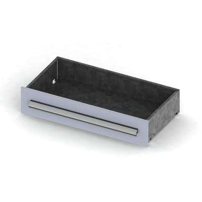 Schublade 1000x100x500 RAL 7035/vz. 70kg Vollausz. Ausz.sperre Bef.material