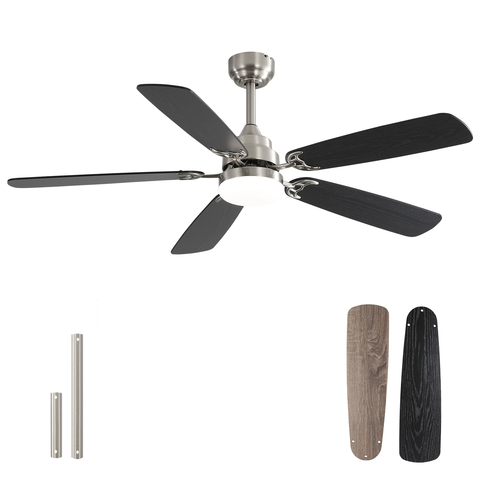 Deckenventilator Mit Beleuchtung 132cm Dimmbare Led Dc-motor Reversibel Modern Gebürstetes Nickel