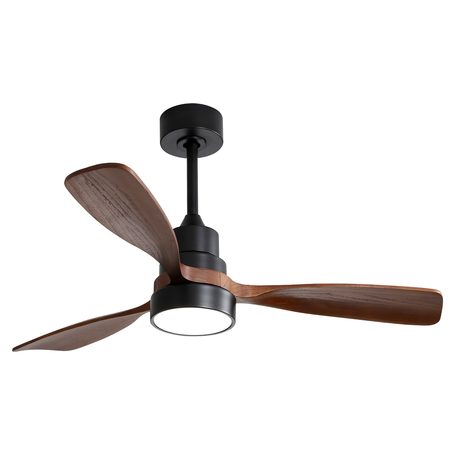 Deckenventilator Mit Beleuchtung 122 Cm Reversibler Dc-motor 6 Stufen Fernbedienung Massivholz Und Metall Moderner Stil Schwarz Und Walnuss