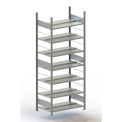 Büro-Grundregal Compact 2500 x 1000 x 600 RAL 7035 mit 7 Böden ohne Abdeckboden
