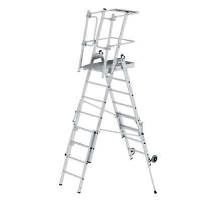 Podestleiter 6+2 Spr., höhenverstellbar, Aluminium