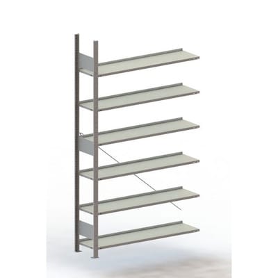 Büro-Anbauregal Compact S3 2200 x 1250 x 300 vzk, 6 Böden ohne Abdeckboden
