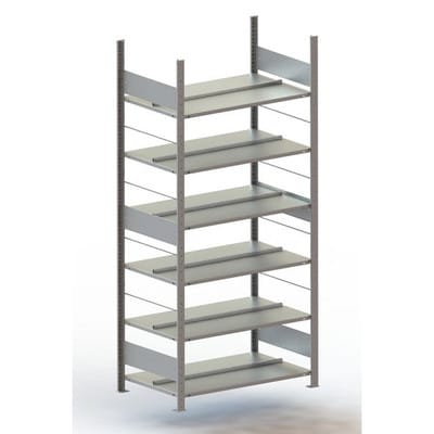 Büro-Grundregal Compact 2200 x 1000 x 600 RAL 7035 mit 6 Böden ohne Abdeckboden