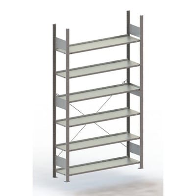 Büro-Grundregal Compact 2200 x 1250 x 300 RAL 7035 mit 6 Böden ohne Abdeckboden
