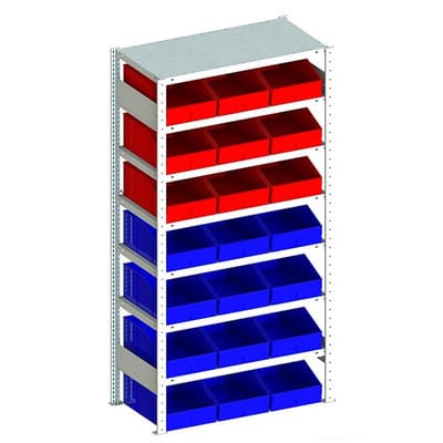 S3 CLIP 100 GR 2000 x 1000 x 500 vzk 7 Böden + 12 PLK 1 blau + 9 PLK 1 rot