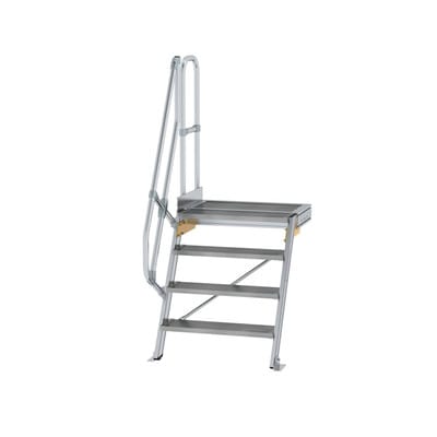 Alutreppe 4 Stufen, 60°, Breite 800mm, einseitiger Handlauf, Stufentiefe 200mm