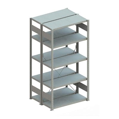 Doppel-Grundregal CLIP 150 2000 x 1000 x 400 RAL 7035 kpl. mit 2 x 5 Böden
