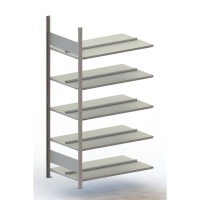Büro-Anbauregal Compact 1850 x 1000 x 600 RAL 7035 mit 5 Böden ohne Abdeckboden