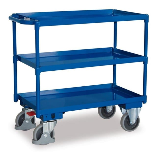 Tischwagen 400kg mit 3 Ladeflächen/Wannen, öldicht 995 x 695mm