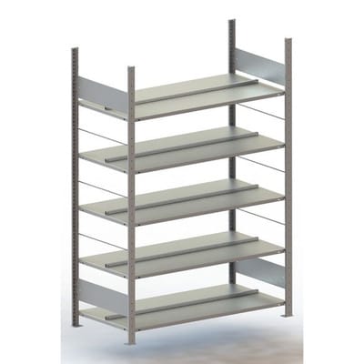 Büro-Grundregal Compact 1850 x 1250 x 600 RAL 7035 mit 5 Böden ohne Abdeckboden