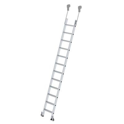 Regalleiter, 12 Stufen, fahrbarer Leiterkopf, senkr. Einhängehöhe 3.330mm