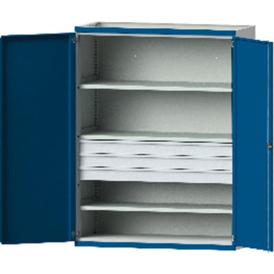 Schwerlastschrank B1485xT630xH1950, 3 Fachböden, 3 Schubladen