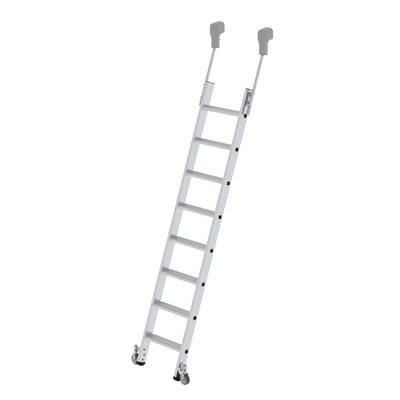 Regalleiter, 8 Stufen, fahrbarer Leiterkopf, senkr. Einhängehöhe 2.390mm