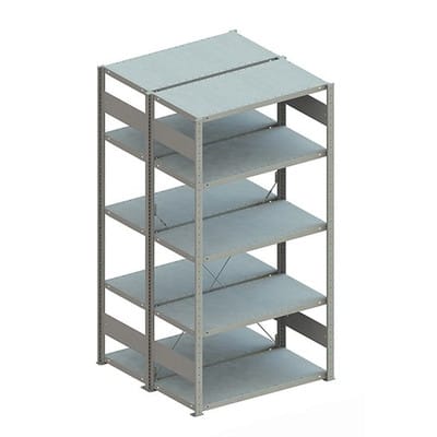 Doppel-Grundregal CLIP 150 2000 x 1000 x 500 RAL 7035 kpl. mit 2 x 5 Böden