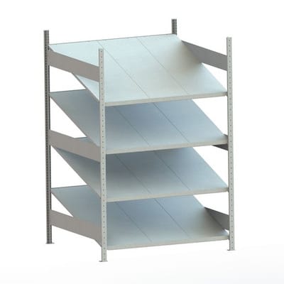 Schrägbodenregal Clip S3 80 GR 2000 x 1300 x 1228 vzk kpl. mit 4 Fachebenen