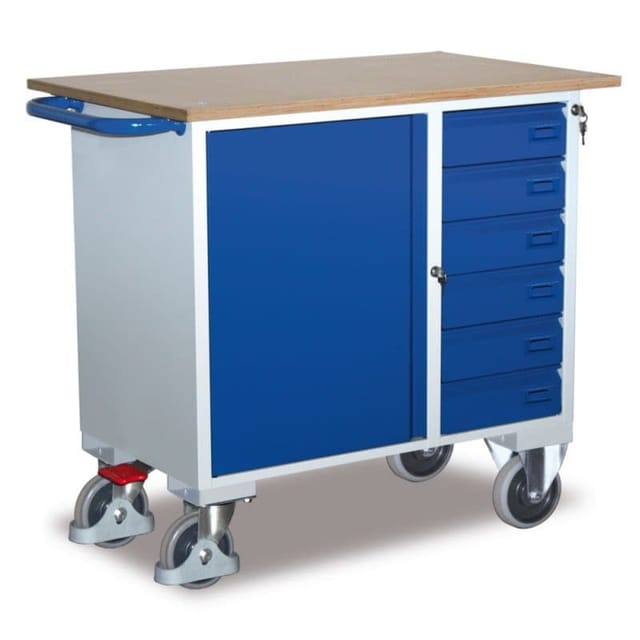 Werkstattwagen 400kg 1110 x 600 x 960mm, 6 Schubladen, 1 Schrank