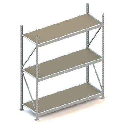 Weitspann-Grundregal 2200 x 1800 x 650 vzk mit 3 Spanplattenböden MINI-RACK