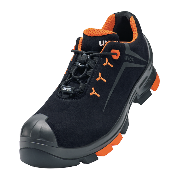 2 Halbschuhe S3 65082 schwarz/orange, Weite 11, Größe 44