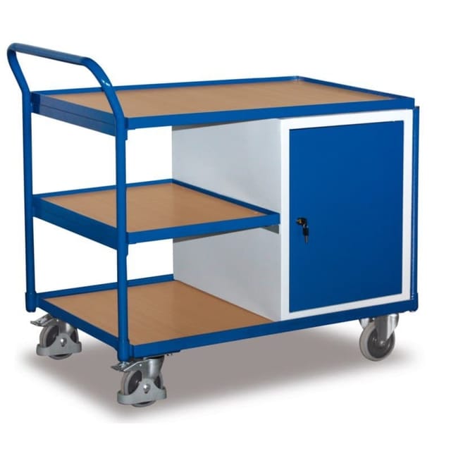 Werkstattwagen 250kg, 1125 x 625 x 1010mm, 3 Ladeflächen , 1 Schrank