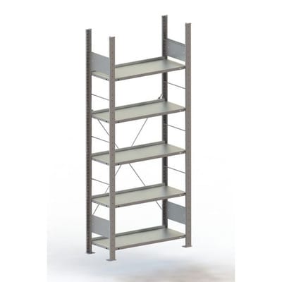 Büro-Grundregal Compact S3 1850 x 750 x 300 vzk, 5 Böden ohne Abdeckboden