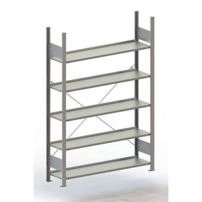 Büro-Grundregal Compact S3 1850 x 1250 x 300 vzk, 5 Böden ohne Abdeckboden