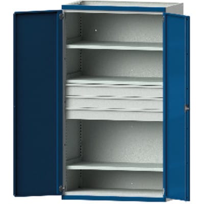 Schwerlastschrank B1085xT630xH1950, 3 Fachböden, 3 Schubladen
