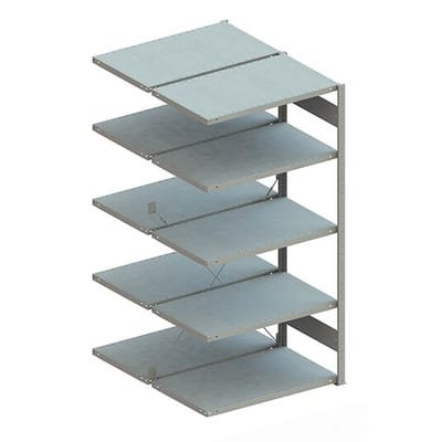 Doppel-Anbauregal CLIP 150 2000 x 1000 x 600 RAL 7035 kpl. mit 2 x 5 Böden