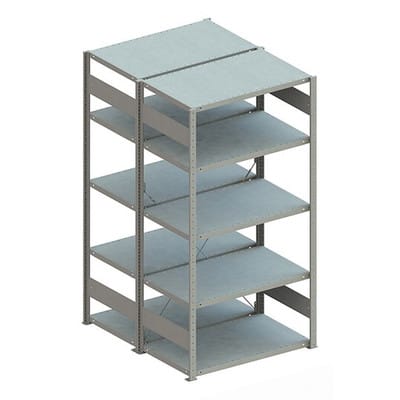 Doppel-Grundregal CLIP 150 2000 x 1000 x 600 RAL 7035 kpl. mit 2 x 5 Böden