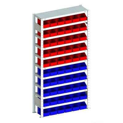 S3 CLIP 100 GR 2000 x 1000 x 300 vzk 10 Böden + je 30 PLK 3 blau + 30 PLK 3 rot