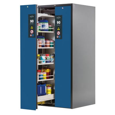 Sicherheitsschrank V-Line 819 x860 x 1966mm, RAL 5010/7035, 8 Fachböden