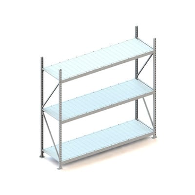 Weitspann-Grundregal 2200 x 2200 x 650 vzk mit 3 Stahlpaneelenböden MINI-RACK