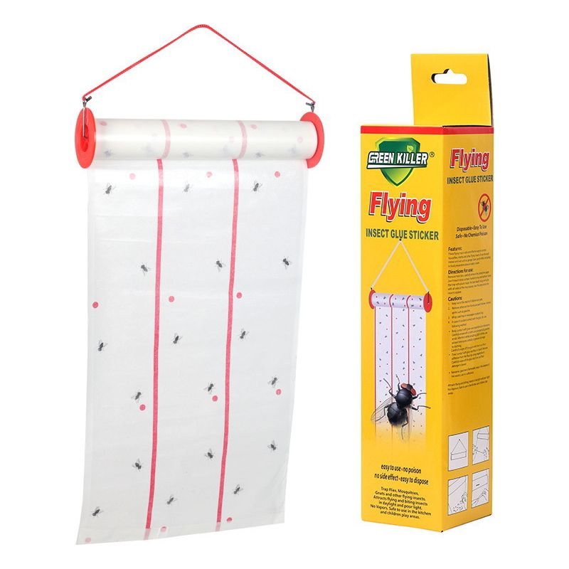 Fliegenpapierrolle, Starker Klebstoff, Fliegenpapierrolle Für Den Hausgebrauch, Uv-beständiger Klebstoff, Doppelseitige Klebefolie, Zur Bekämpfung Von Trauermücken In Gärten (2 Stück)